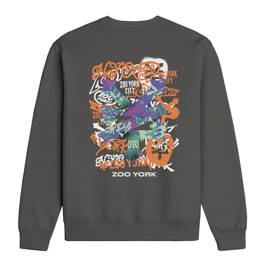 ZOO YORK STENCIL LAYERS CREW SWEAT CHARCOAL