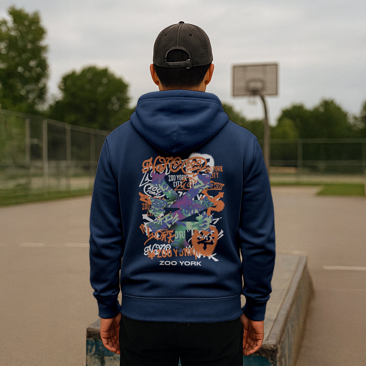 ZOO YORK STENCIL LAYERS HOODIE COBALT