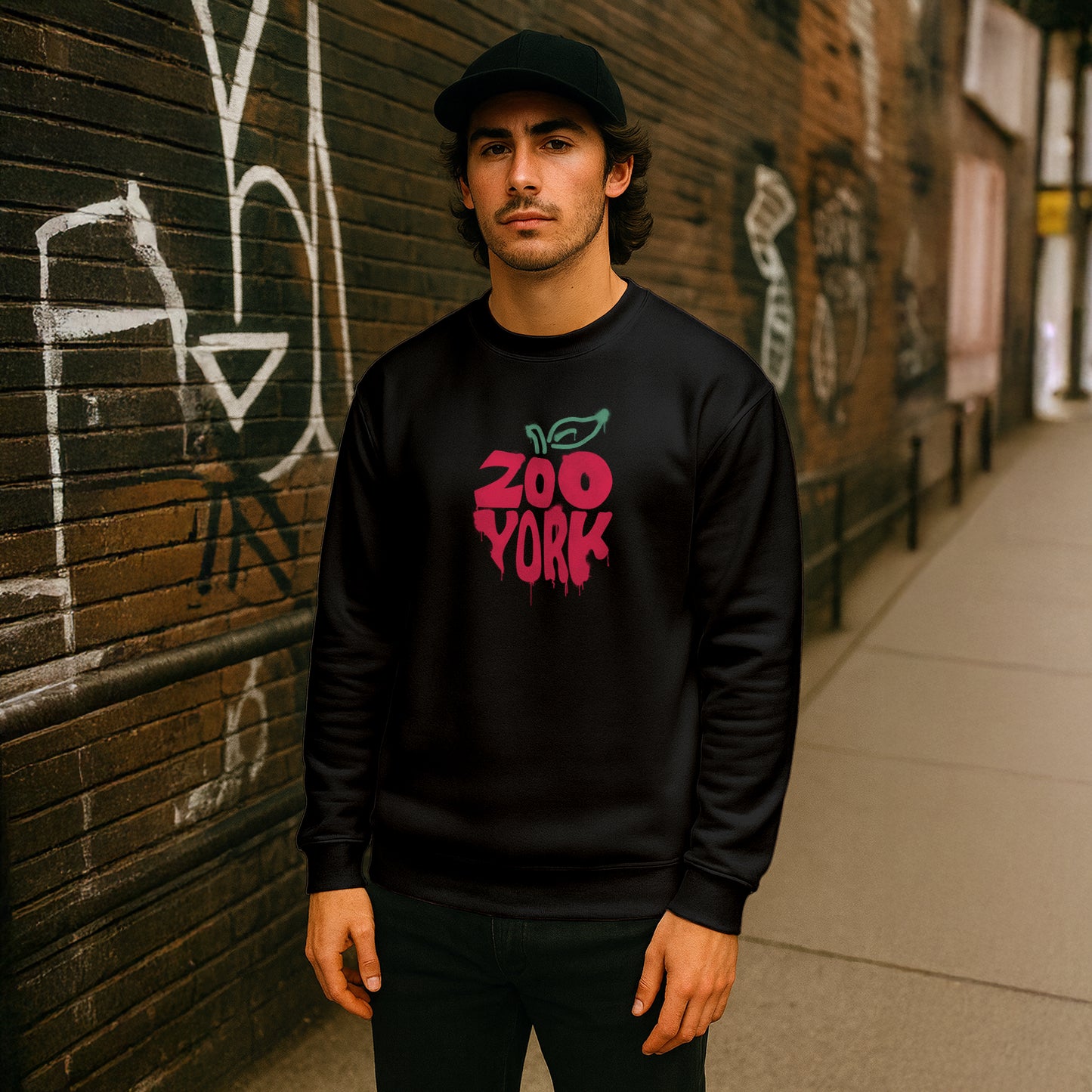 ZOO YORK BIG APPLE CREW SWEAT BLACK