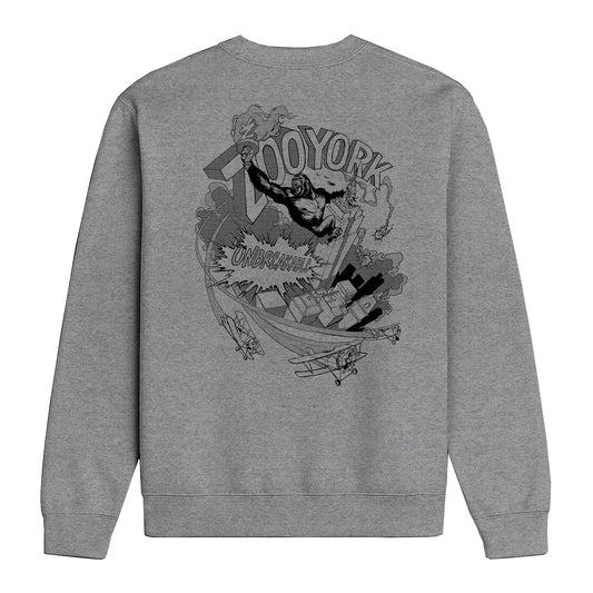 ZOO YORK KING OF THE CITY CREW SWEAT HEATHER GREY