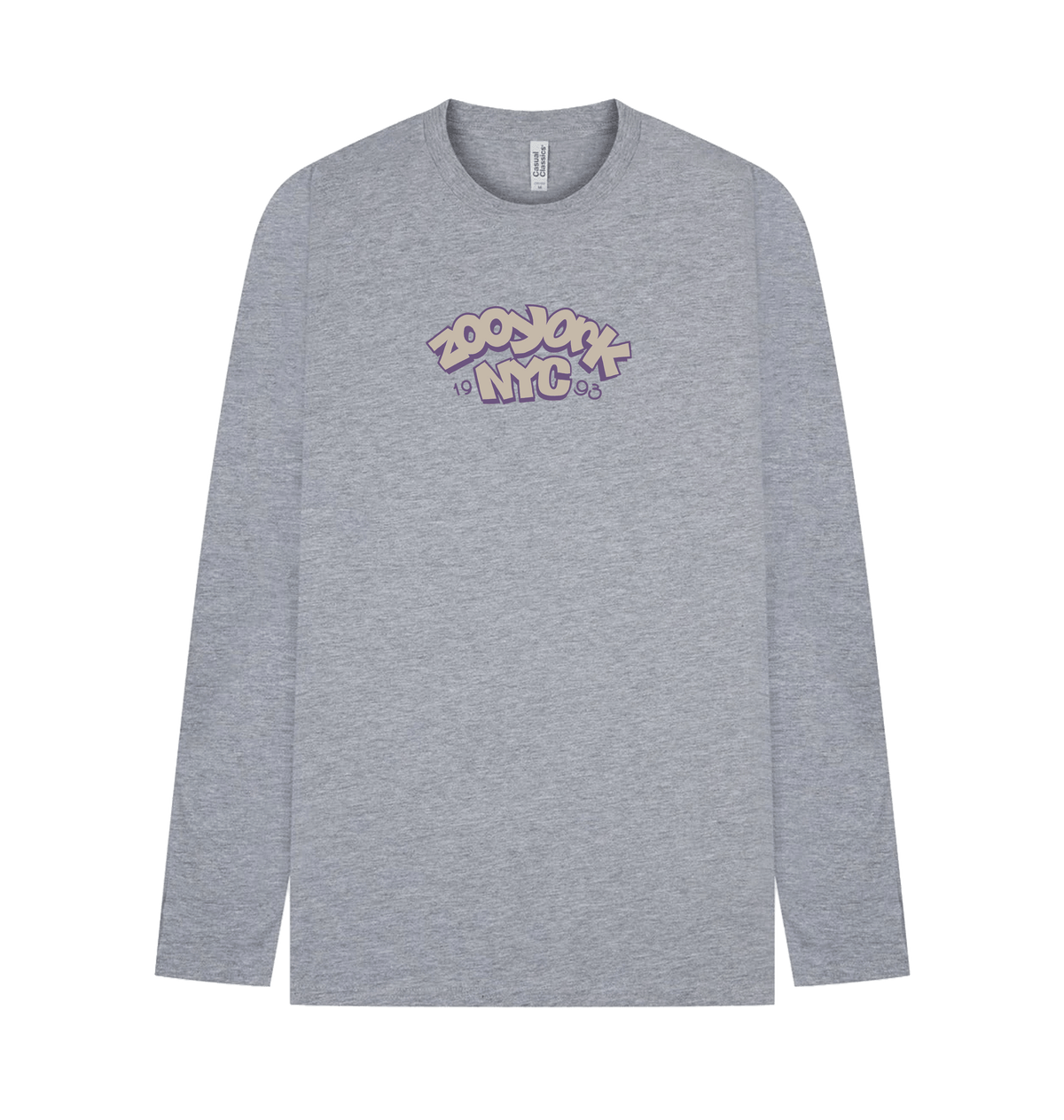 Heather Grey Printed Long Sleeve T Shirt Front
