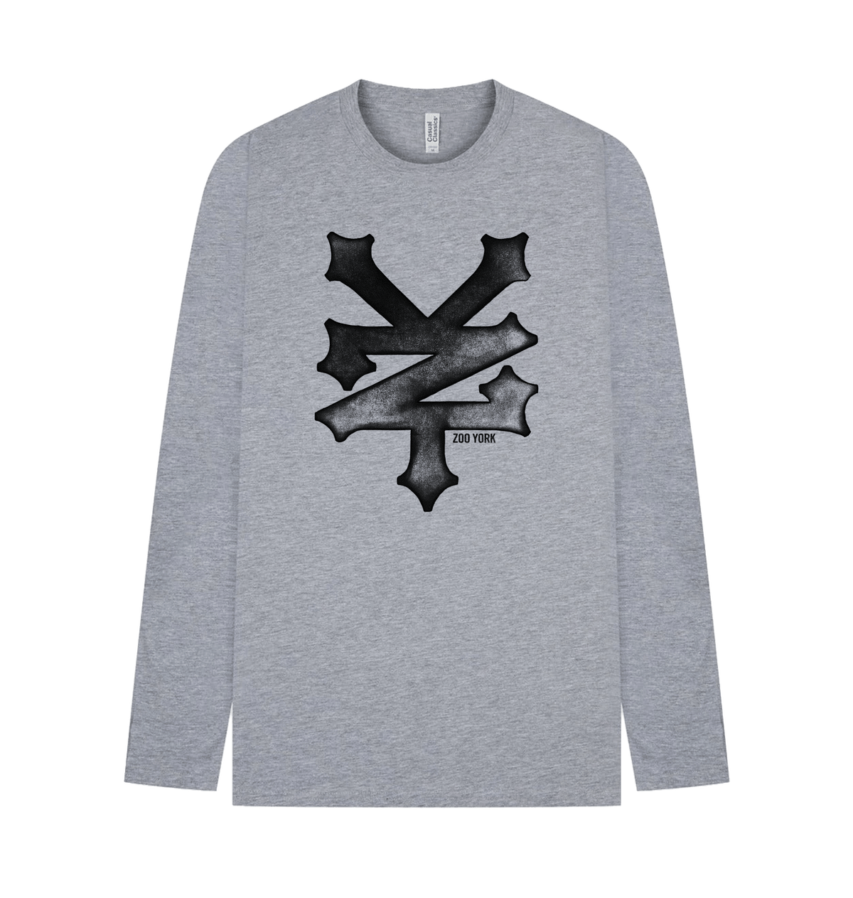 Heather Grey Printed Long Sleeve T Shirt Front