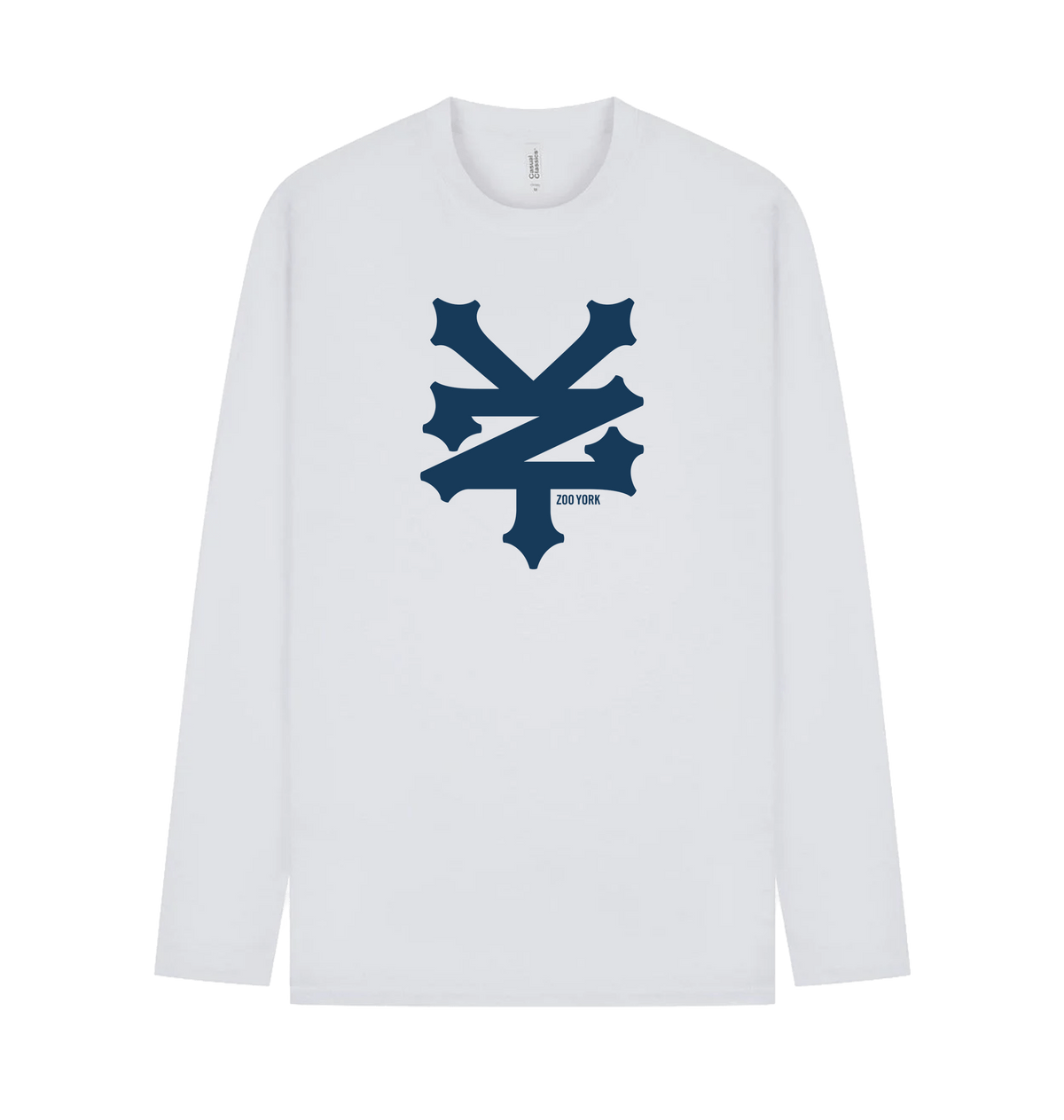White Printed Long Sleeve T Shirt Front