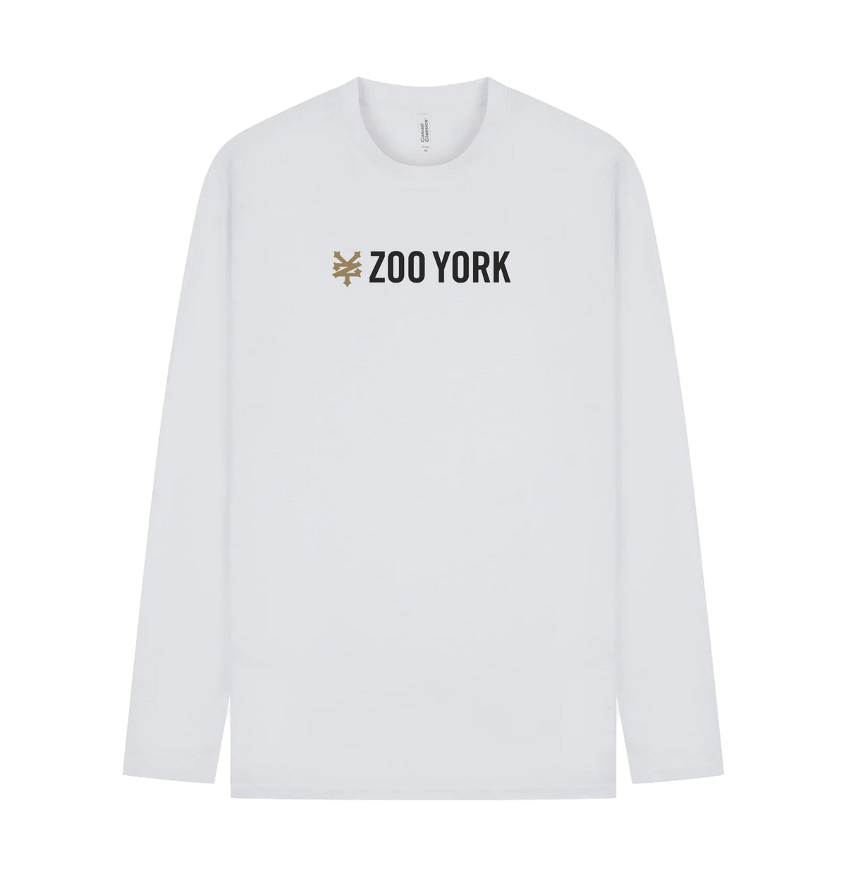 White Printed Long Sleeve T Shirt Front