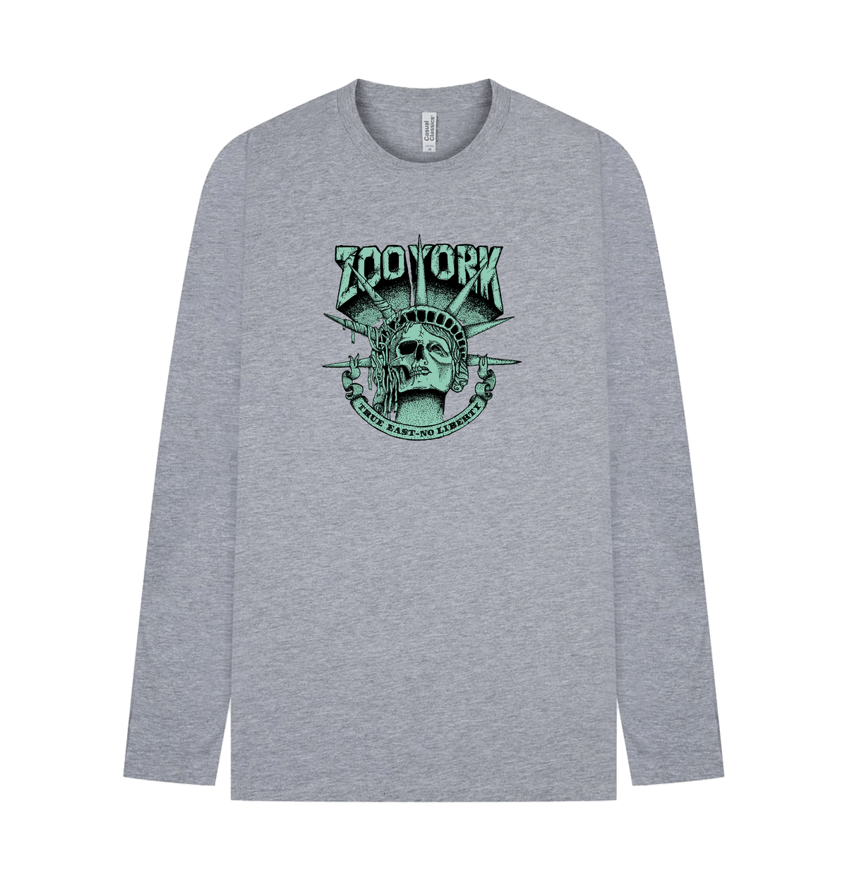 Heather Grey Printed Long Sleeve T Shirt Front
