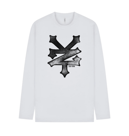 White Printed Long Sleeve T Shirt Front