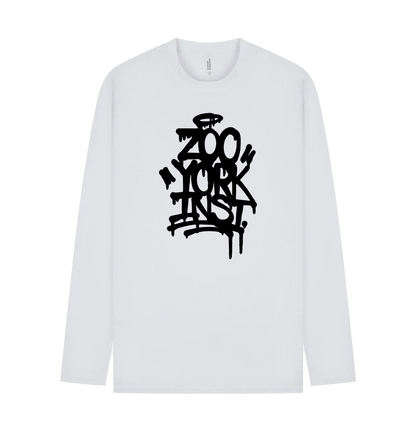 White Printed Long Sleeve T Shirt Front