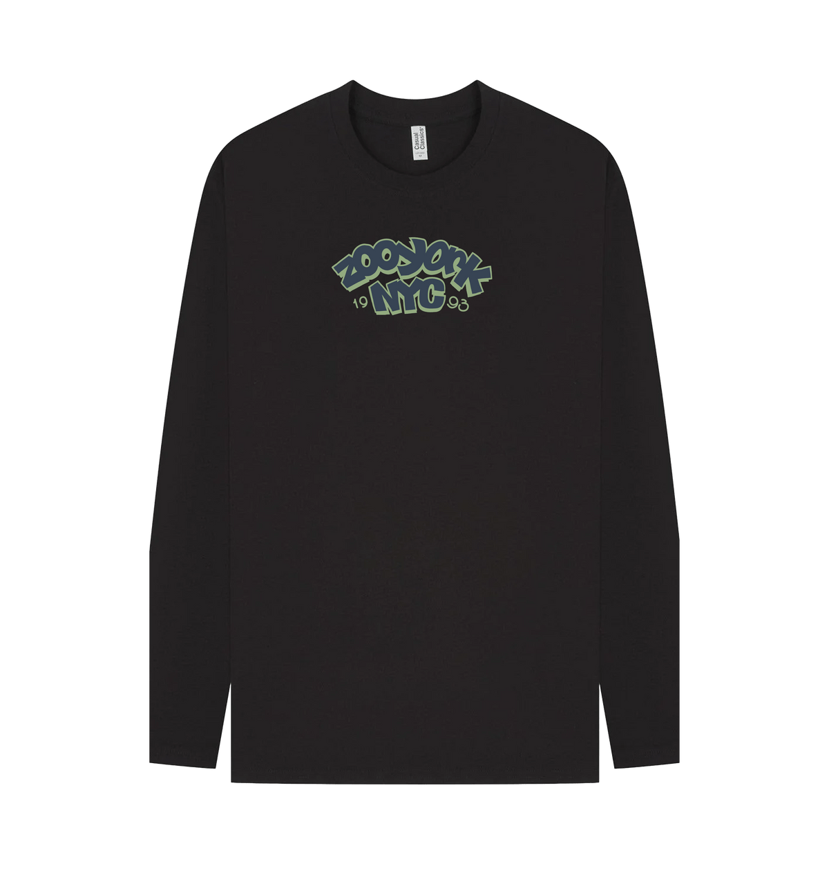 Black Printed Long Sleeve T Shirt Front