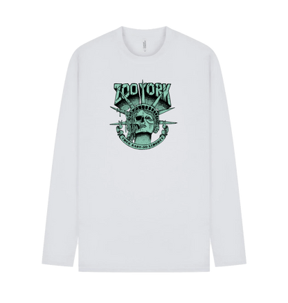 White Printed Long Sleeve T Shirt Front