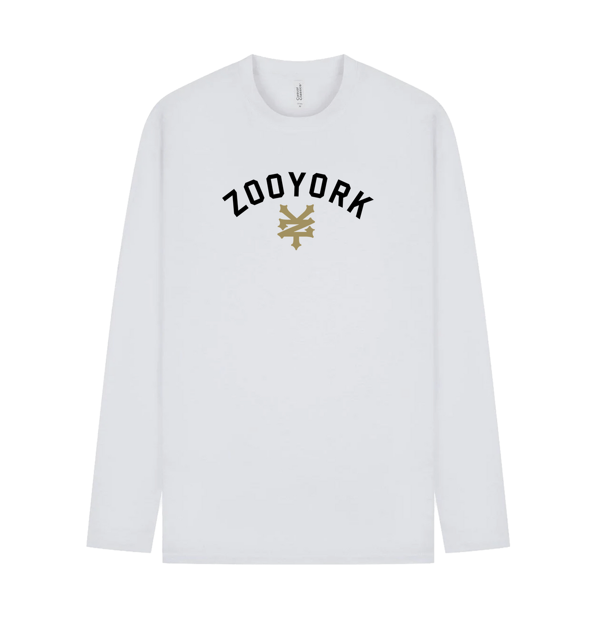 White Printed Long Sleeve T Shirt Front