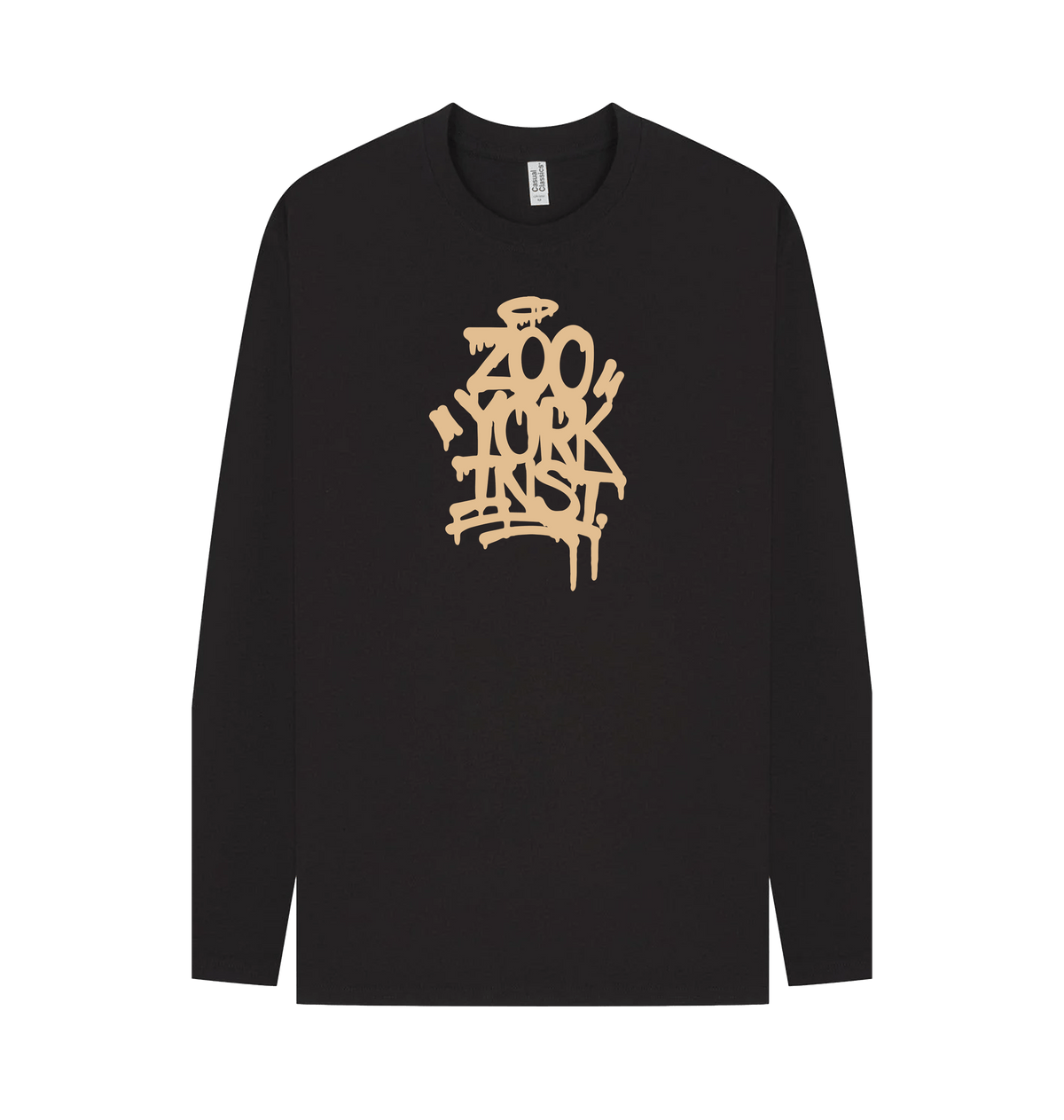 Black Printed Long Sleeve T Shirt Front