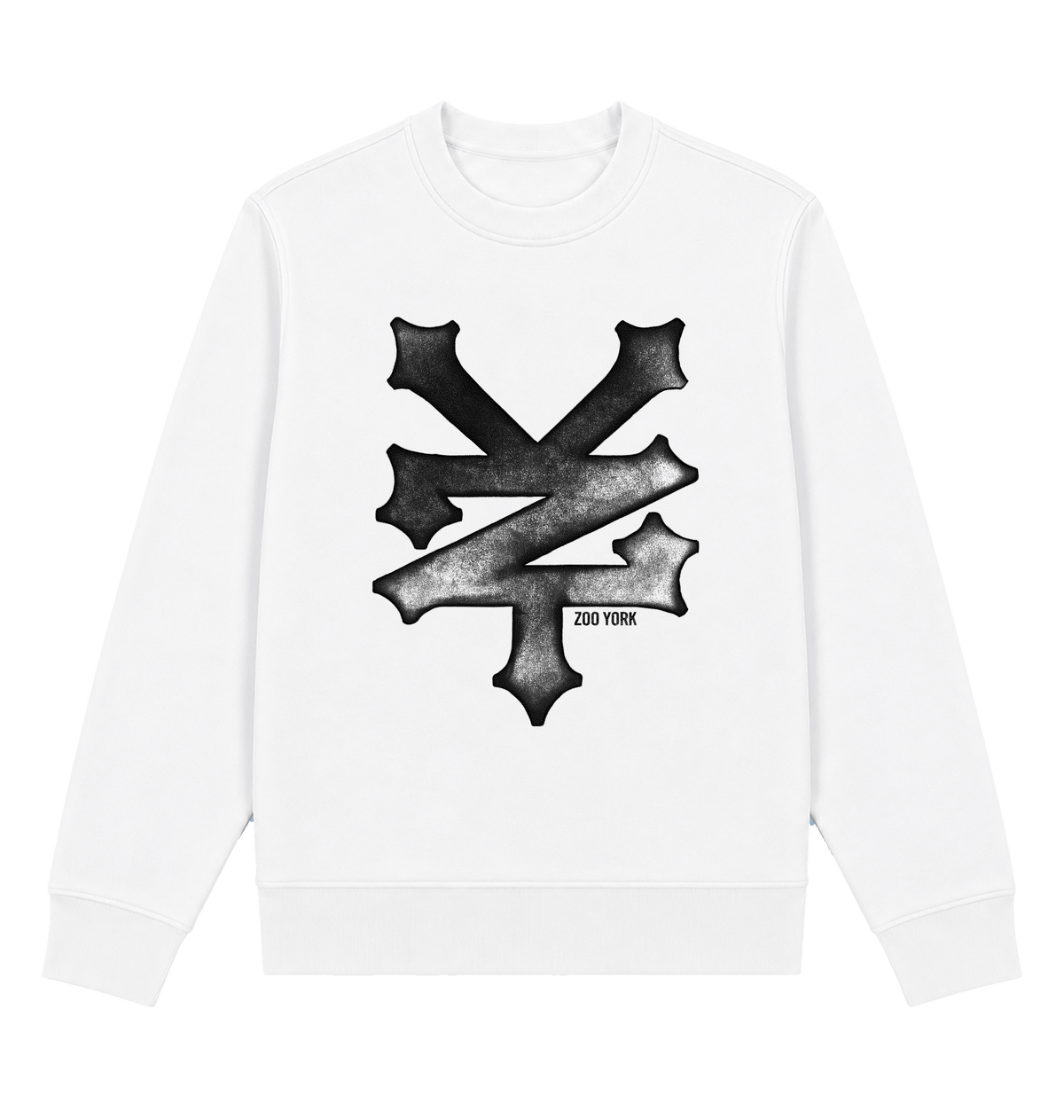 White Printed Sweater Front