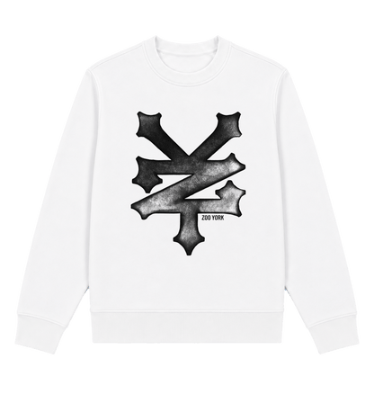 White Printed Sweater Front