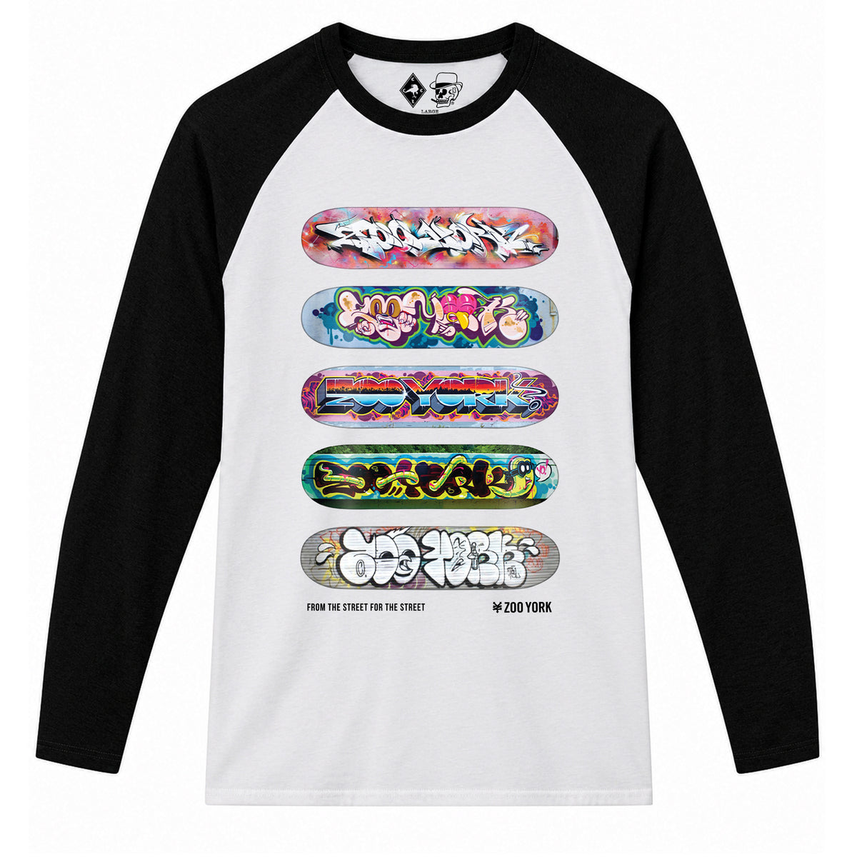 Zoo York Decks Baseball Tee White/Black - front