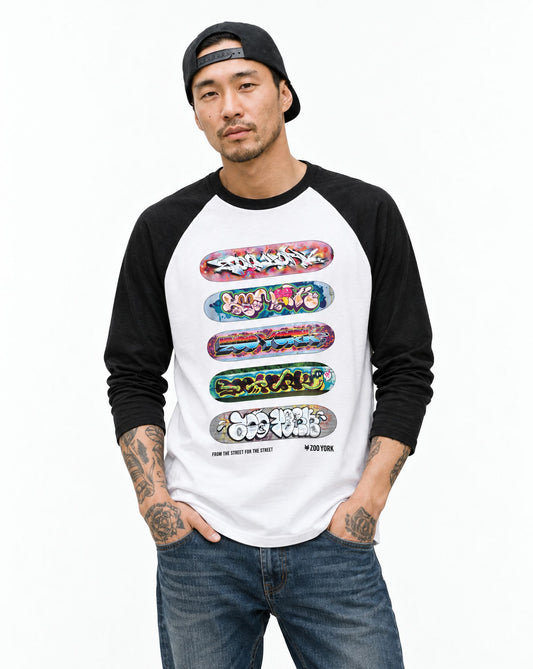 Zoo York Decks Baseball Tee White/Black - model front
