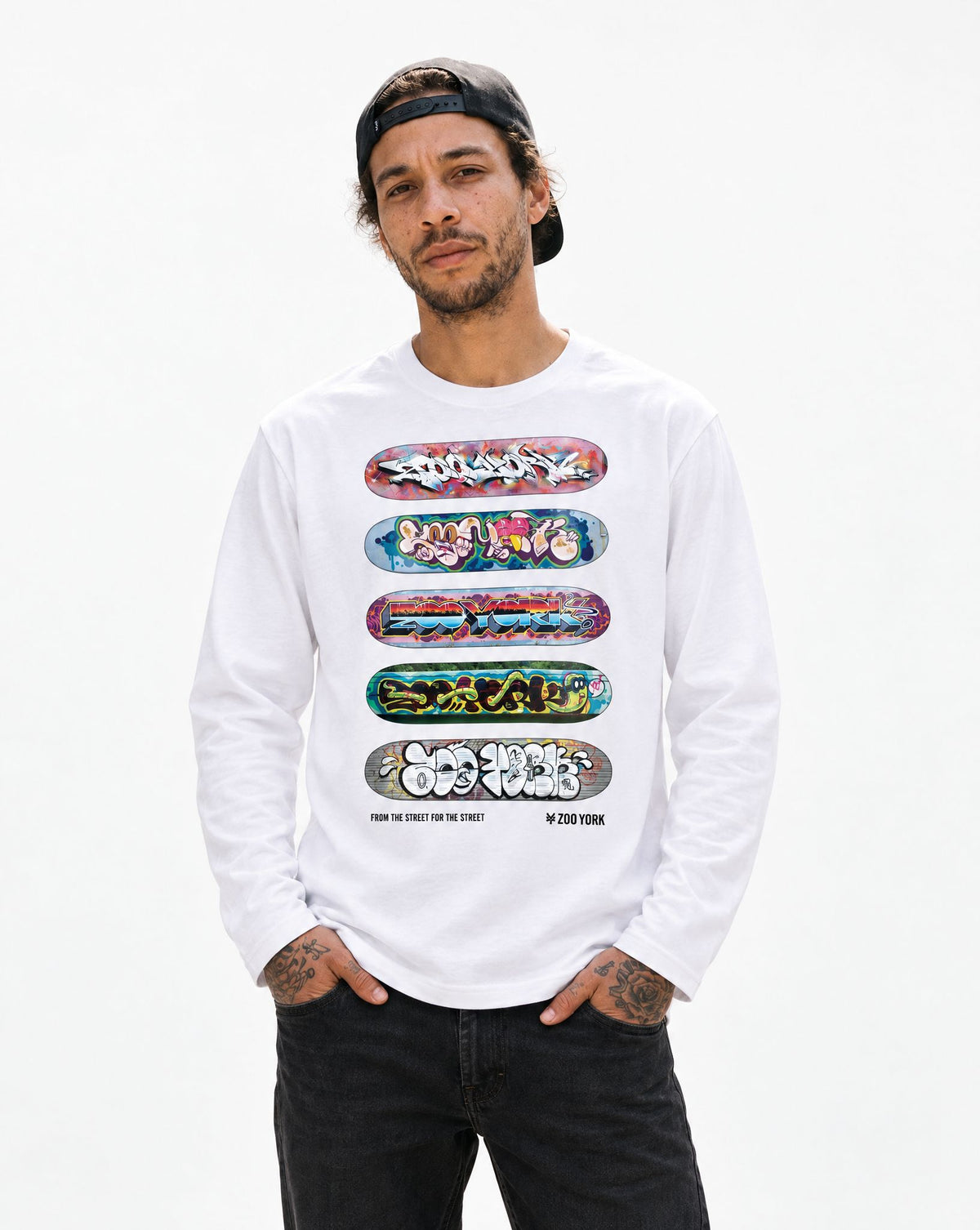 Zoo York Decks Long Sleeve T-Shirt White - model front
