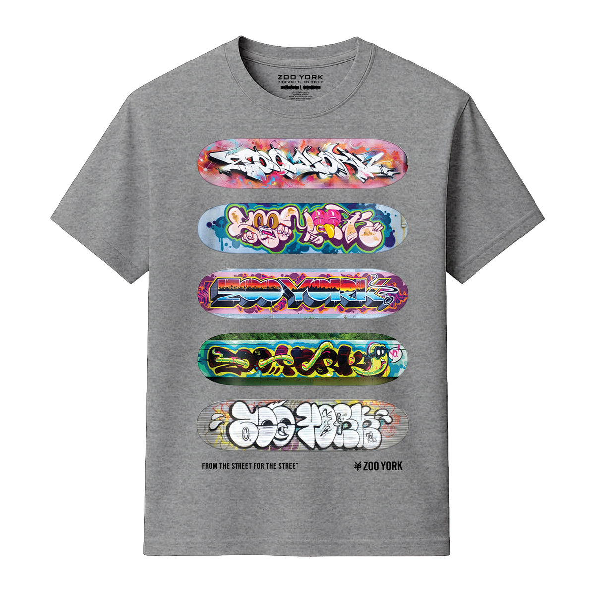 Zoo York Decks T-Shirt Heather Grey - front