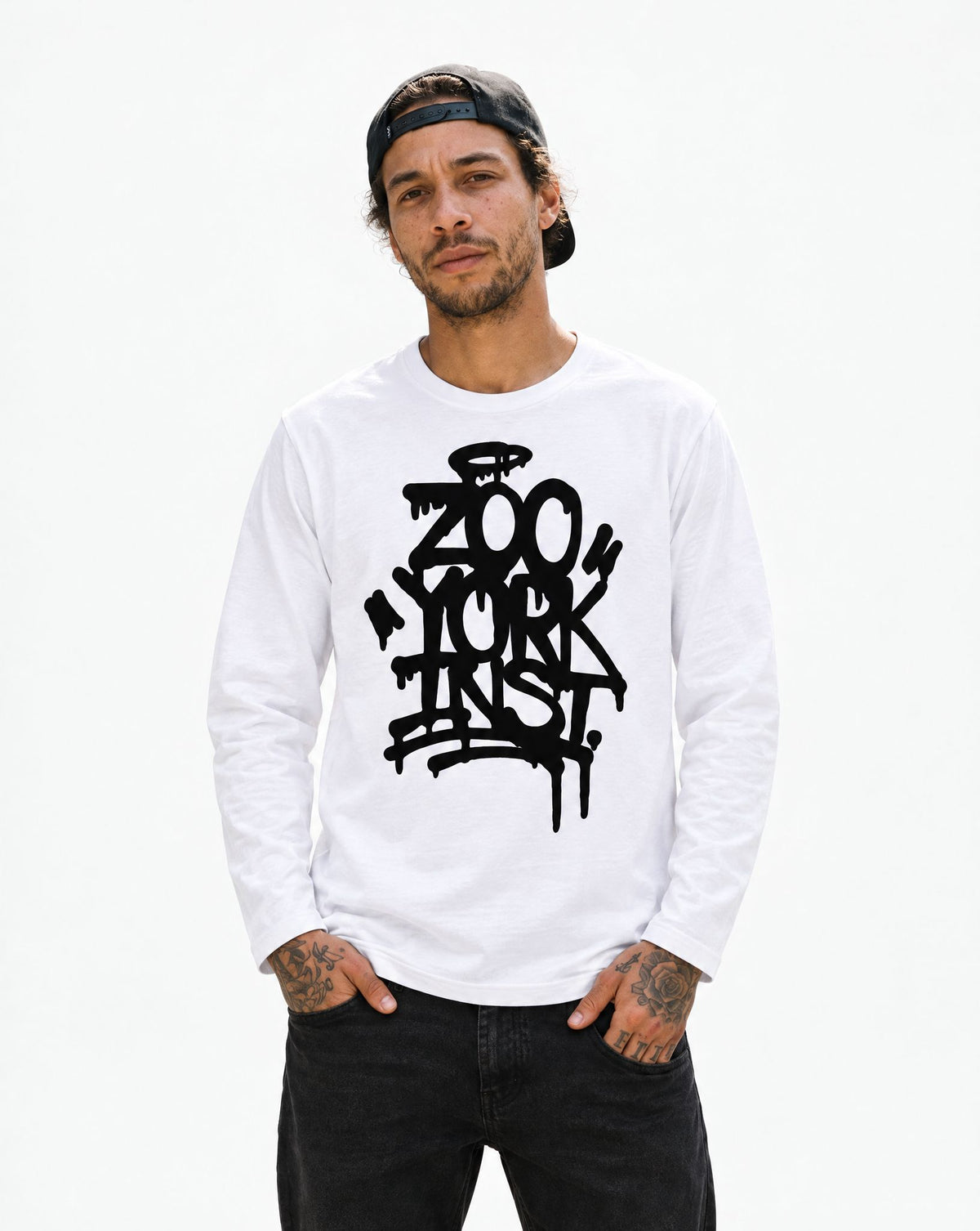 Zoo York Drippy Long Sleeve T-Shirt White - model front