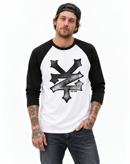 Zoo York Trash Baseball Tee White/Black - model front