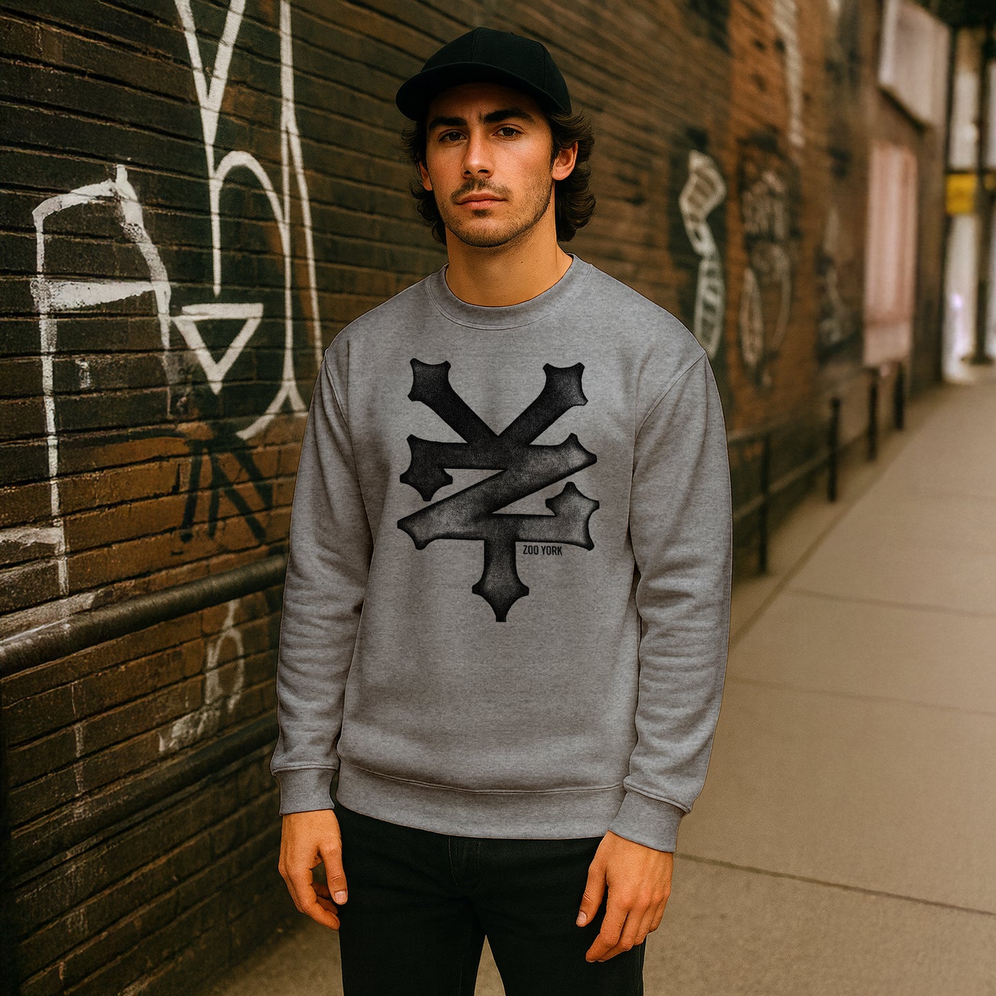 ZOO YORK TRASH CREW SWEAT HEATHER GREY