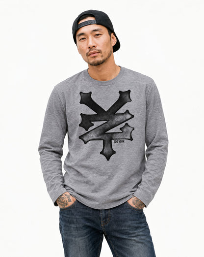 Zoo York Trash Long Sleeve T-Shirt Heather Grey - model front