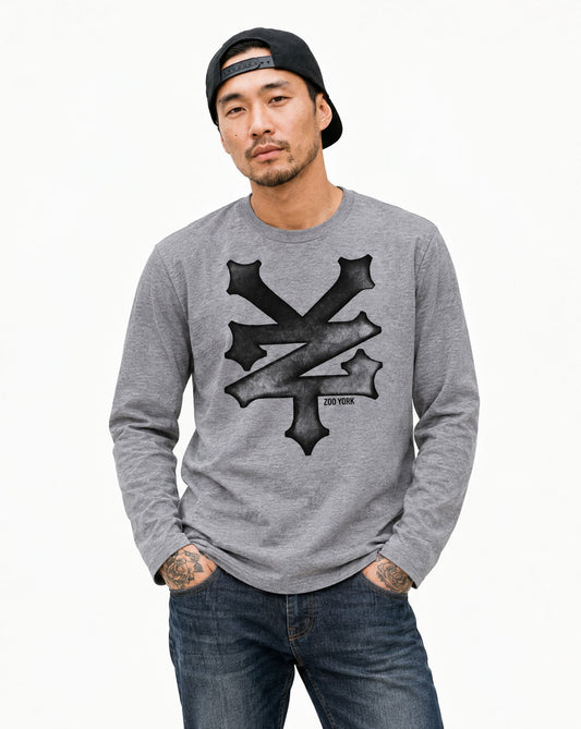 Zoo York Trash Long Sleeve T-Shirt Heather Grey - model front