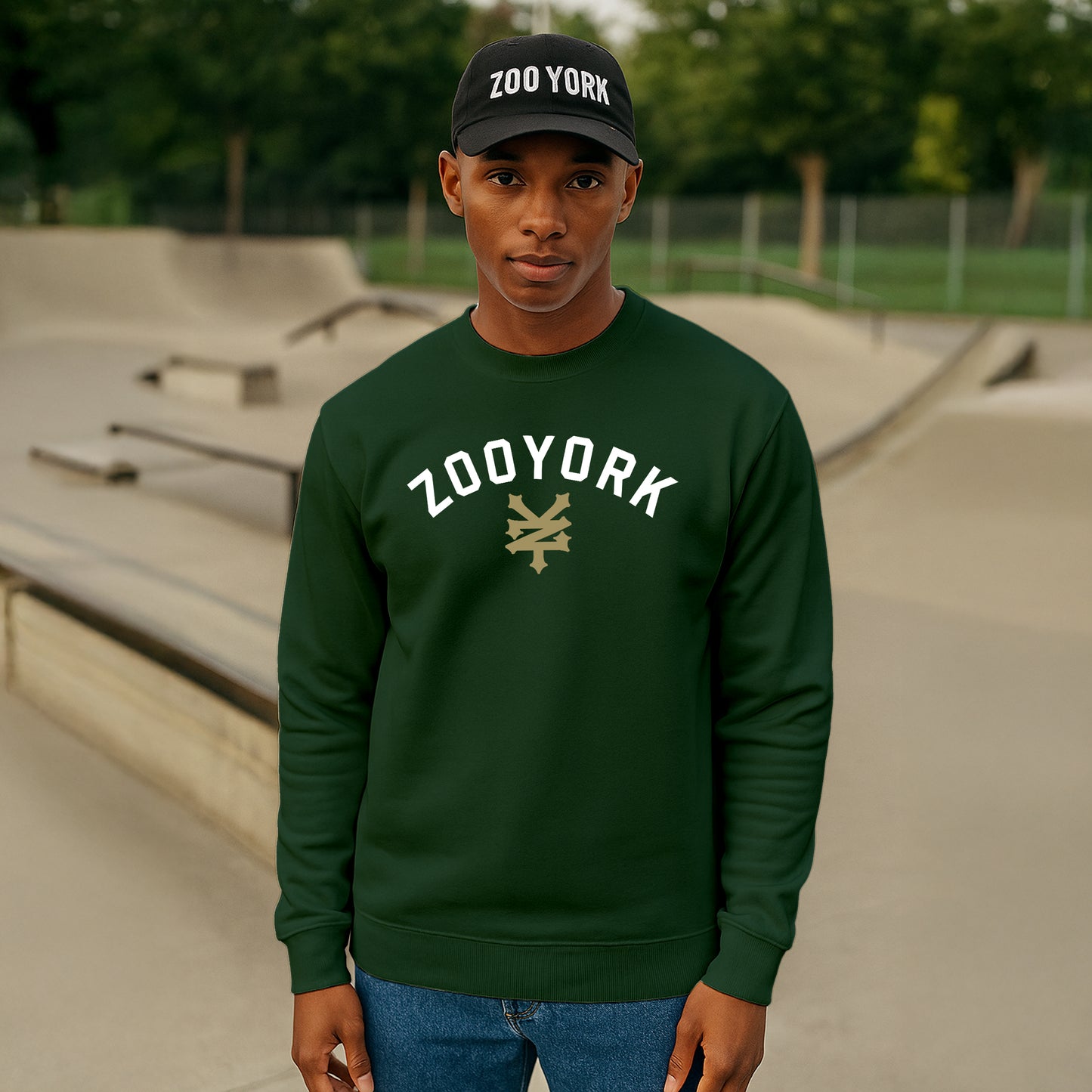 ZOO YORK STANDARD CREW SWEAT LITE BOTTLE GREEN
