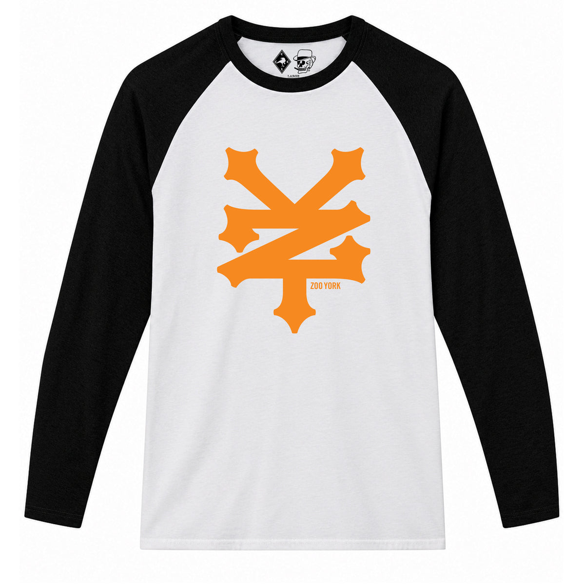Zoo York Crackerjack Baseball Tee White/Black - front