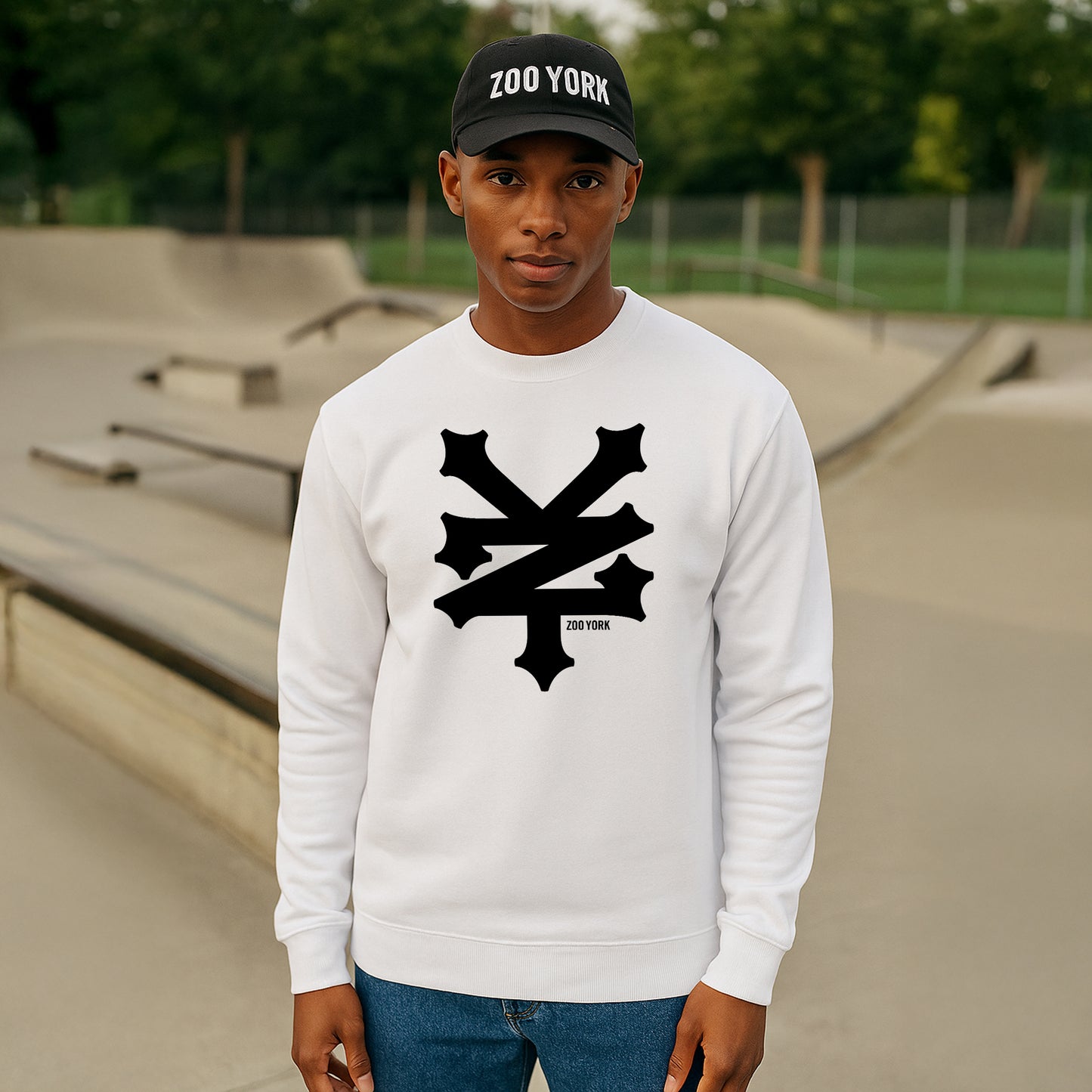 ZOO YORK CRACKERJACK CREW SWEAT LITE WHITE