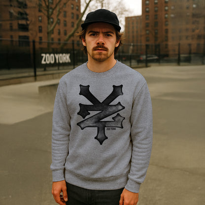 ZOO YORK CRACKERJACK CREW SWEAT HEATHER GREY