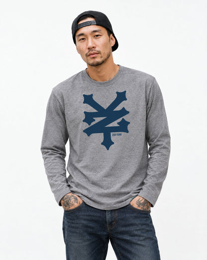 Zoo York Crackerjack Long Sleeve T-Shirt Heather Grey - model front