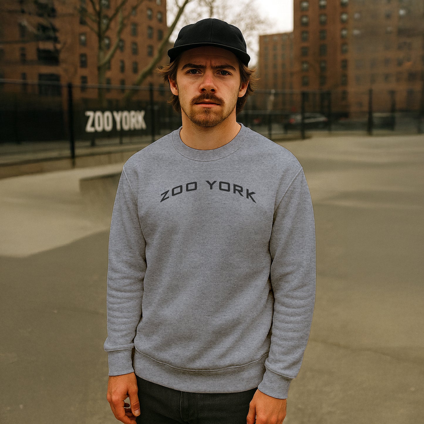 ZOO YORK Y2K ARCH CREW SWEAT HEATHER GREY