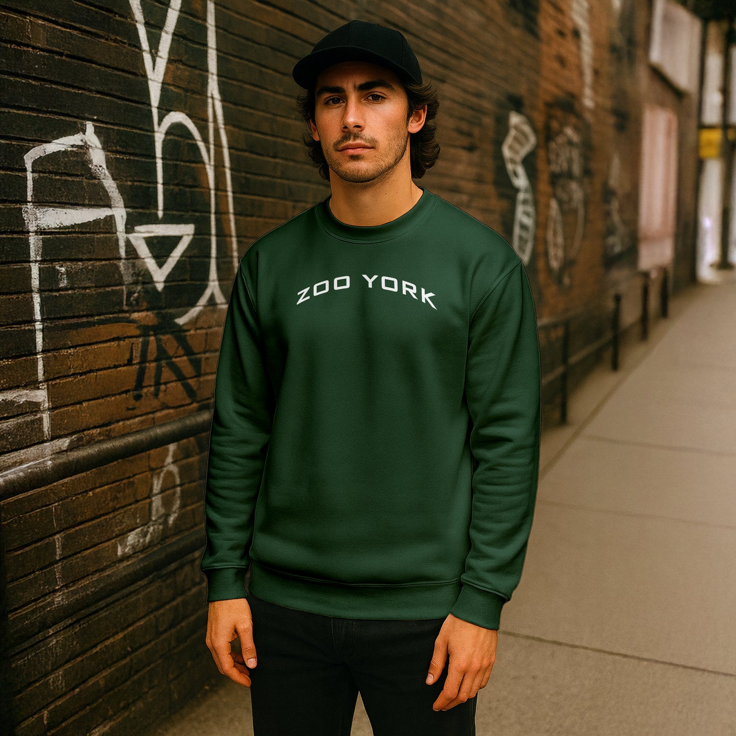 ZOO YORK Y2K ARCH CREW SWEAT LITE BOTTLE GREEN