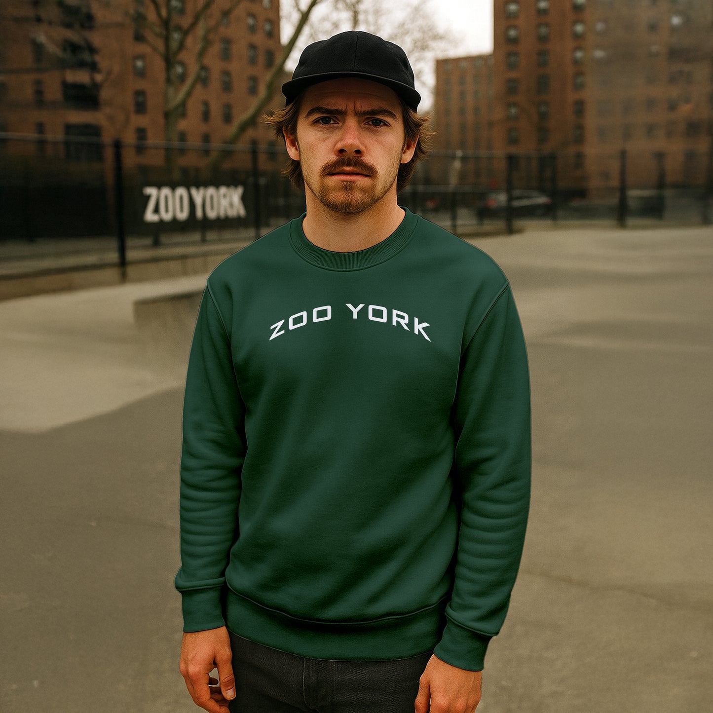 ZOO YORK Y2K ARCH CREW SWEAT LITE BOTTLE GREEN