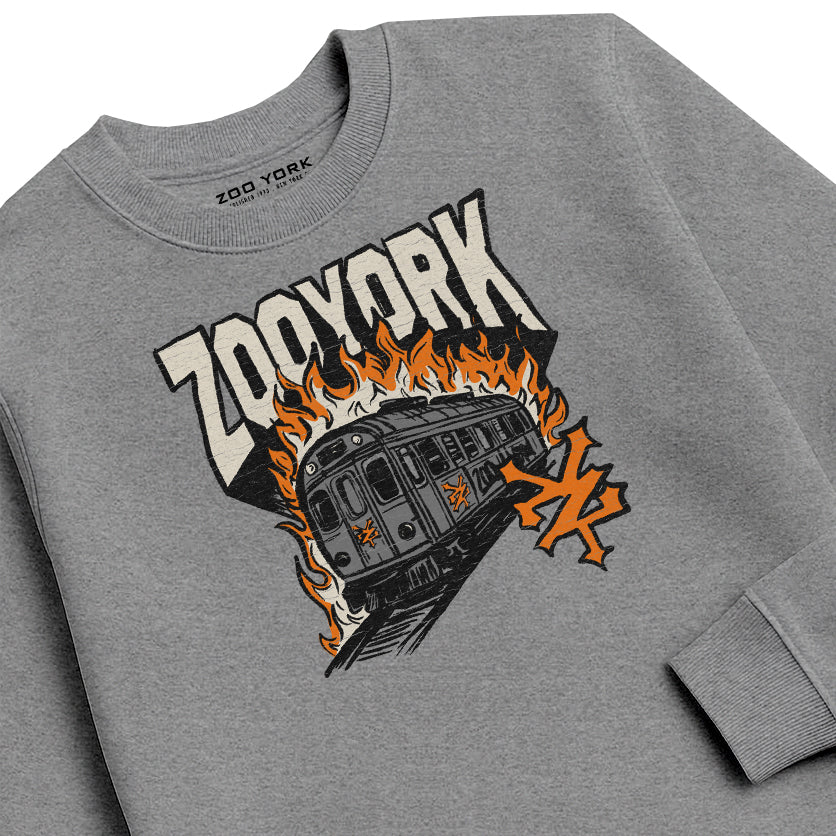 ZOO YORK RAIL BURN CREW SWEAT HEATHER GREY