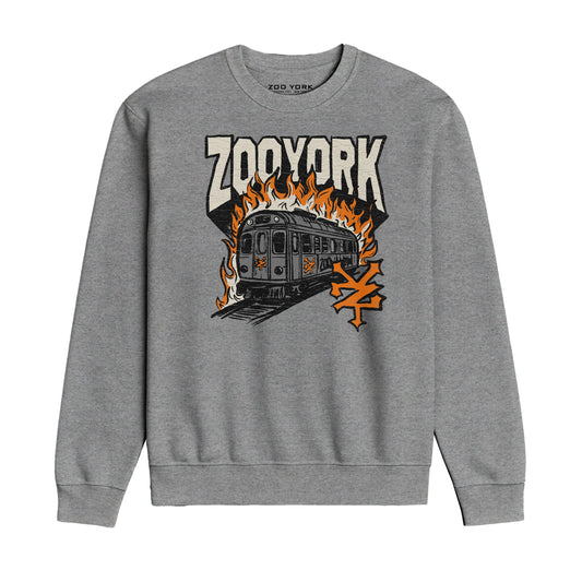 ZOO YORK RAIL BURN CREW SWEAT HEATHER GREY