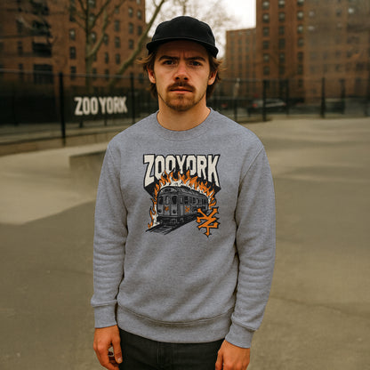ZOO YORK RAIL BURN CREW SWEAT HEATHER GREY