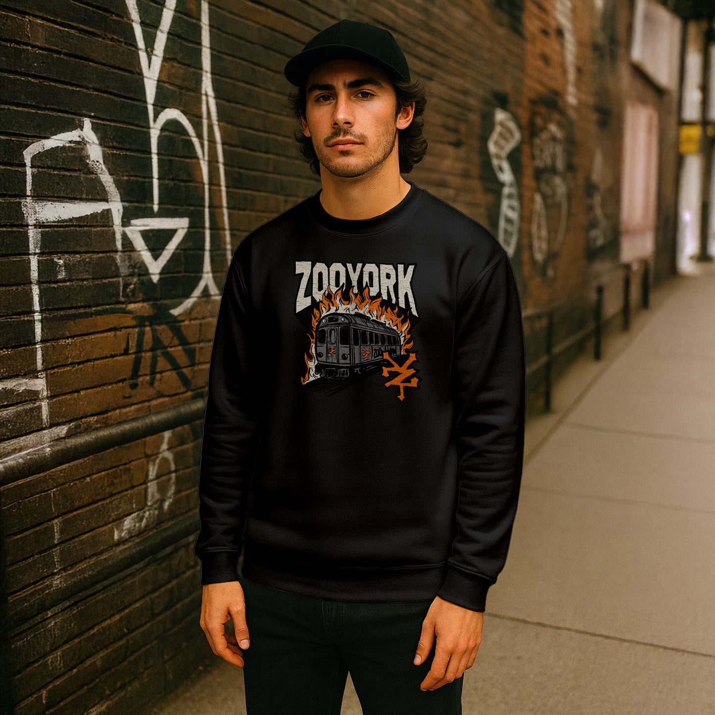 ZOO YORK RAIL BURN CREW SWEAT BLACK