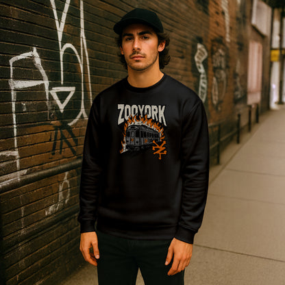 ZOO YORK RAIL BURN CREW SWEAT BLACK