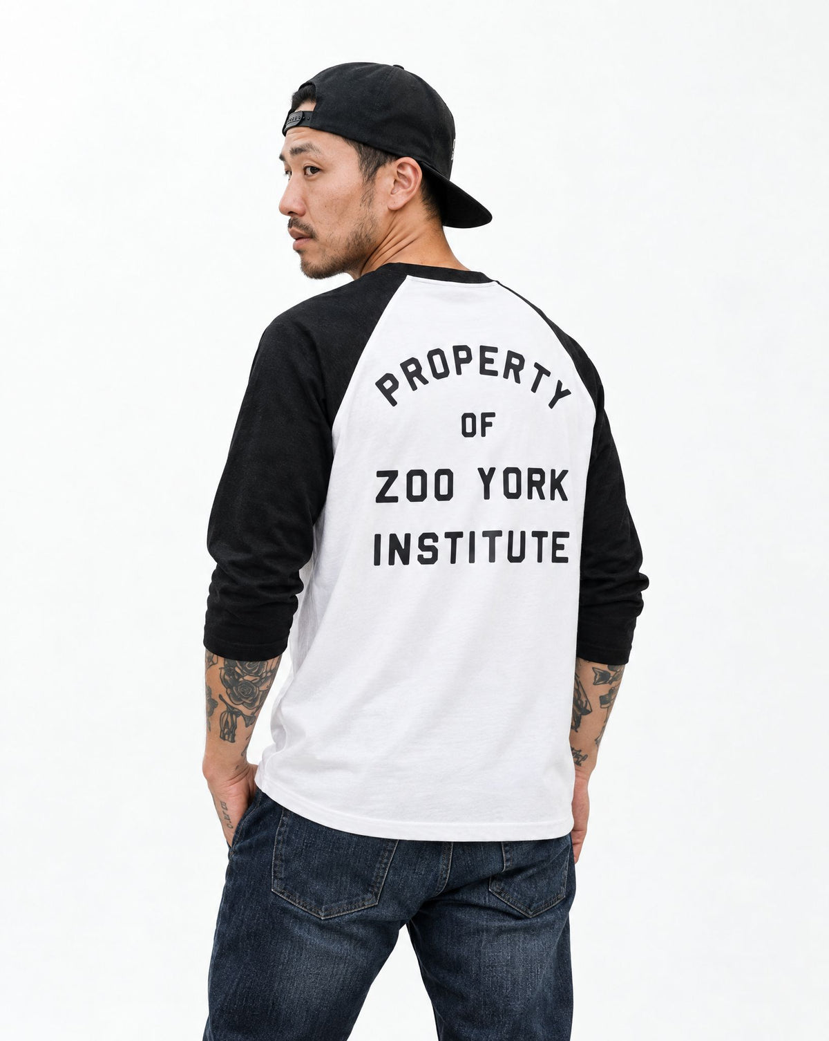 Zoo York Property Baseball Tee White/Black - model back