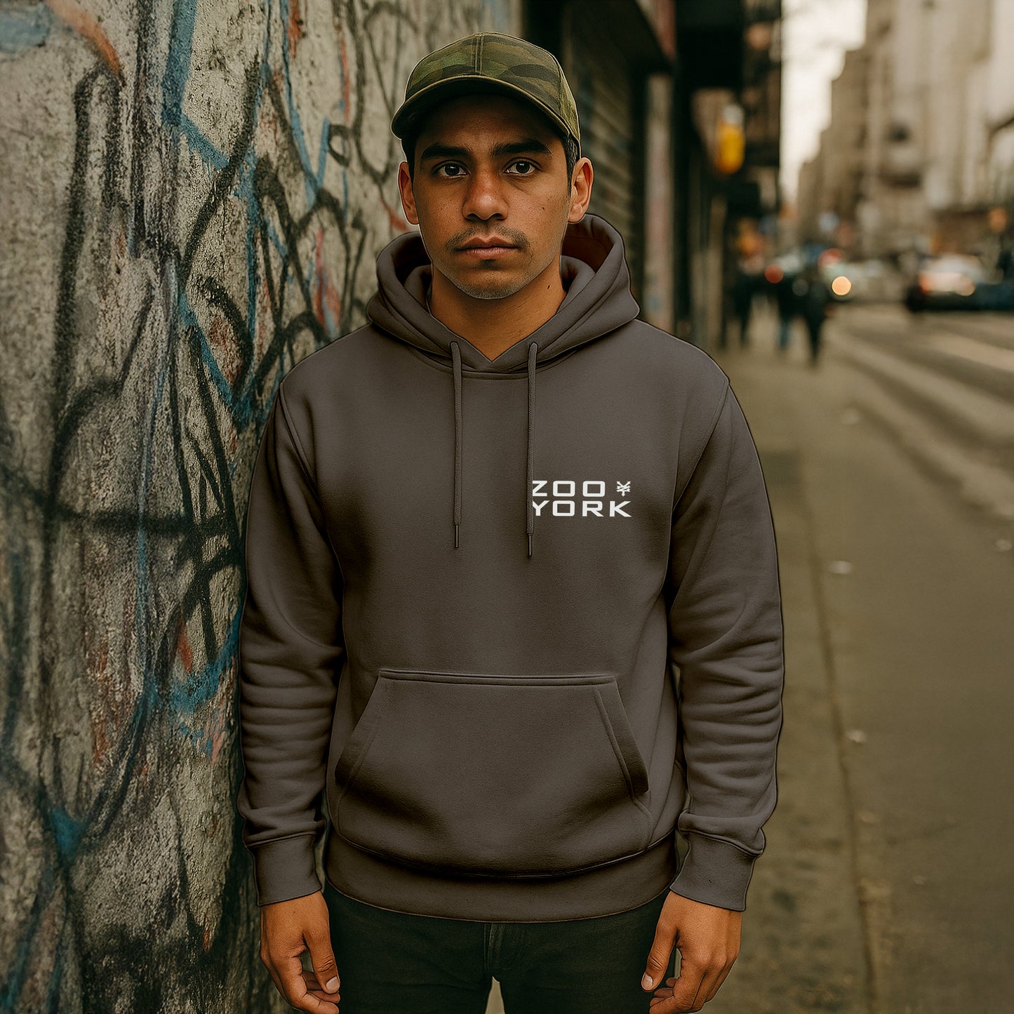 ZOO YORK STENCIL LAYERS HOODIE CHARCOAL