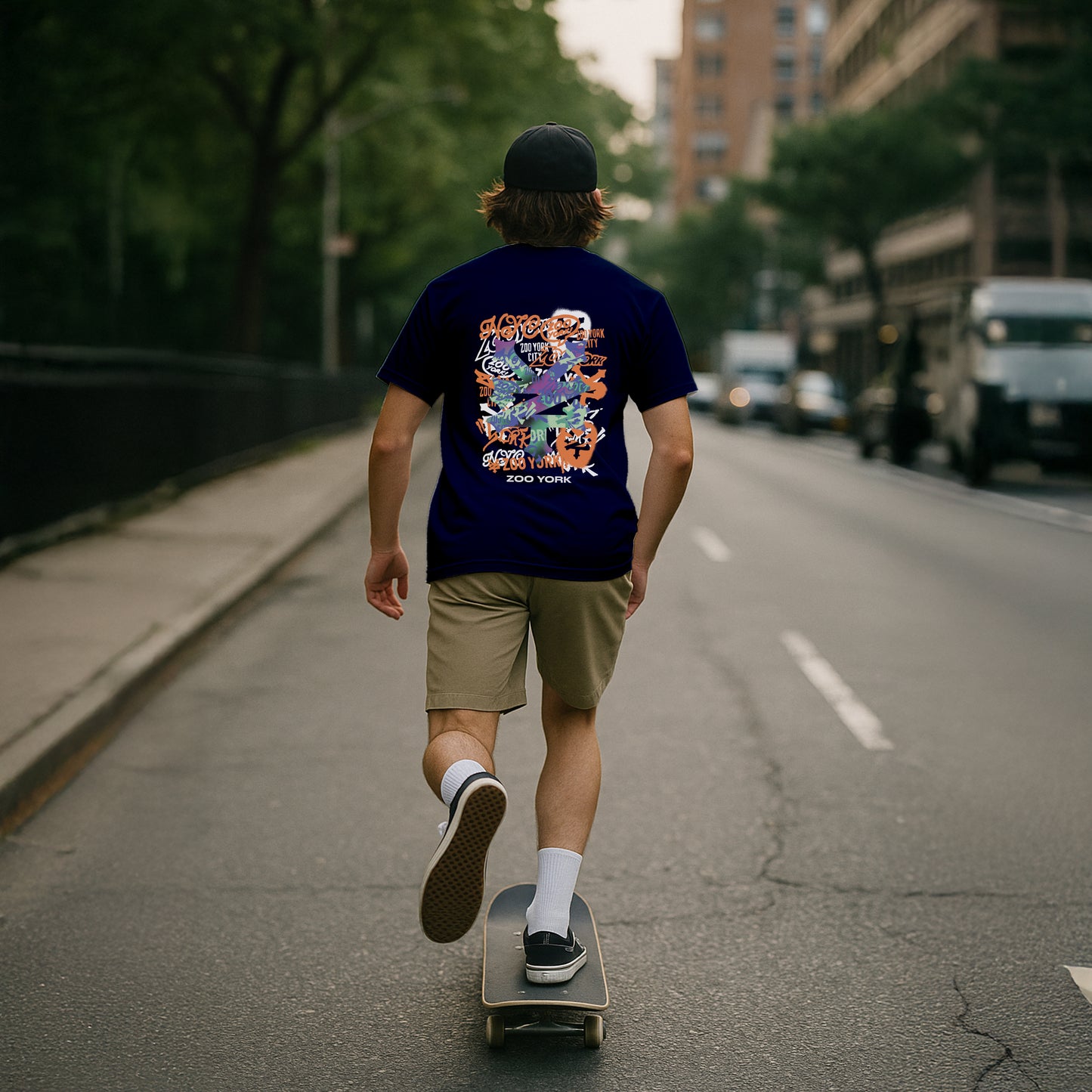 ZOO YORK STENCIL LAYERS T-SHIRT NAVY BLUE