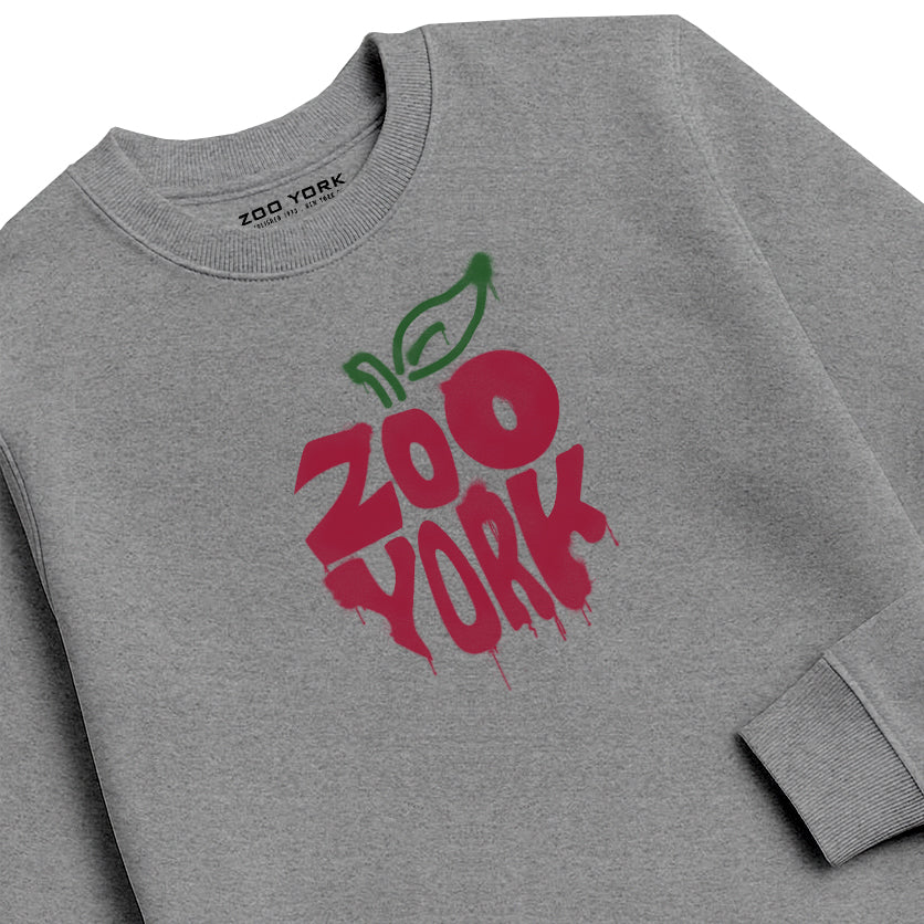 ZOO YORK BIG APPLE CREW SWEAT HEATHER GREY