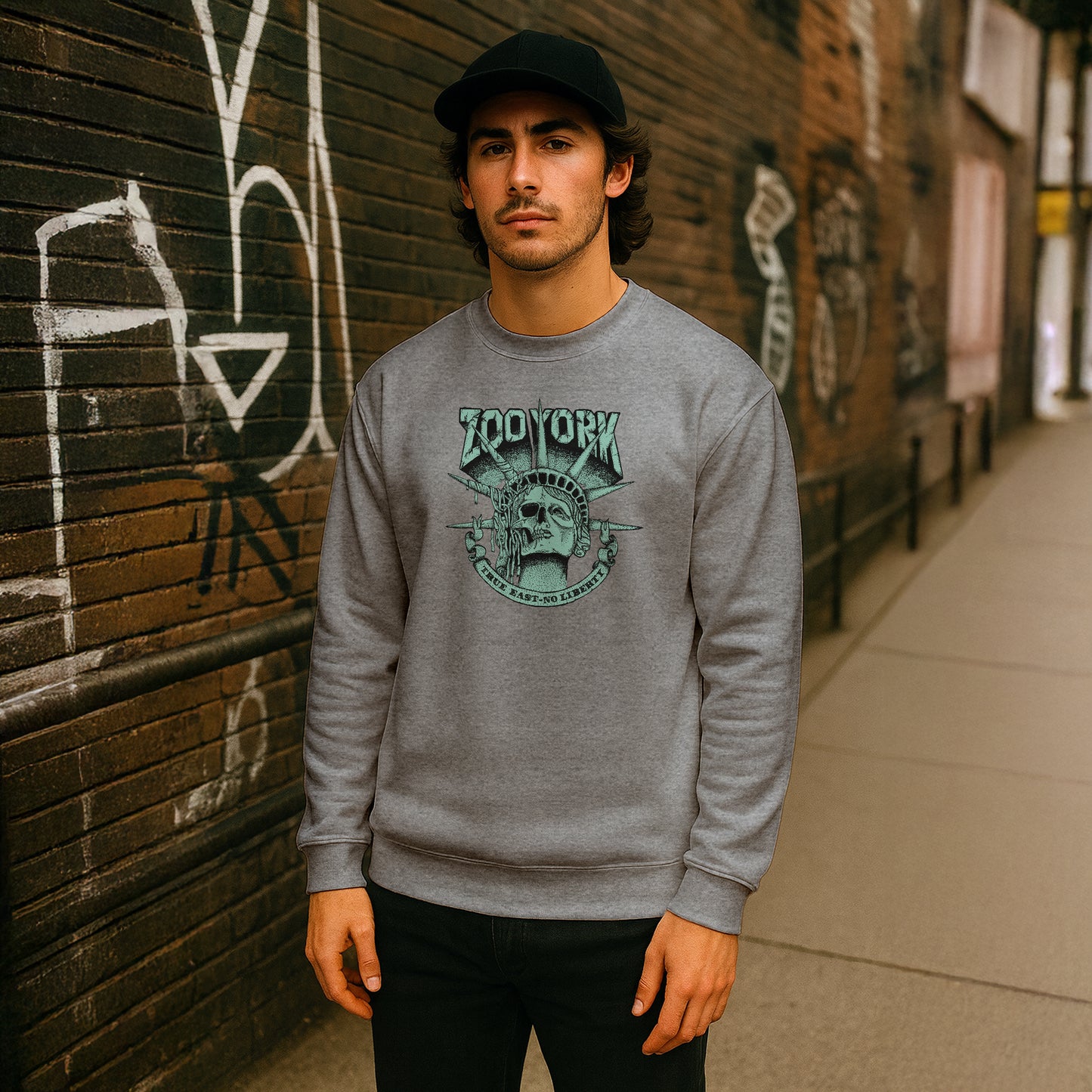 ZOO YORK TRUE EAST CREW SWEAT HEATHER GREY