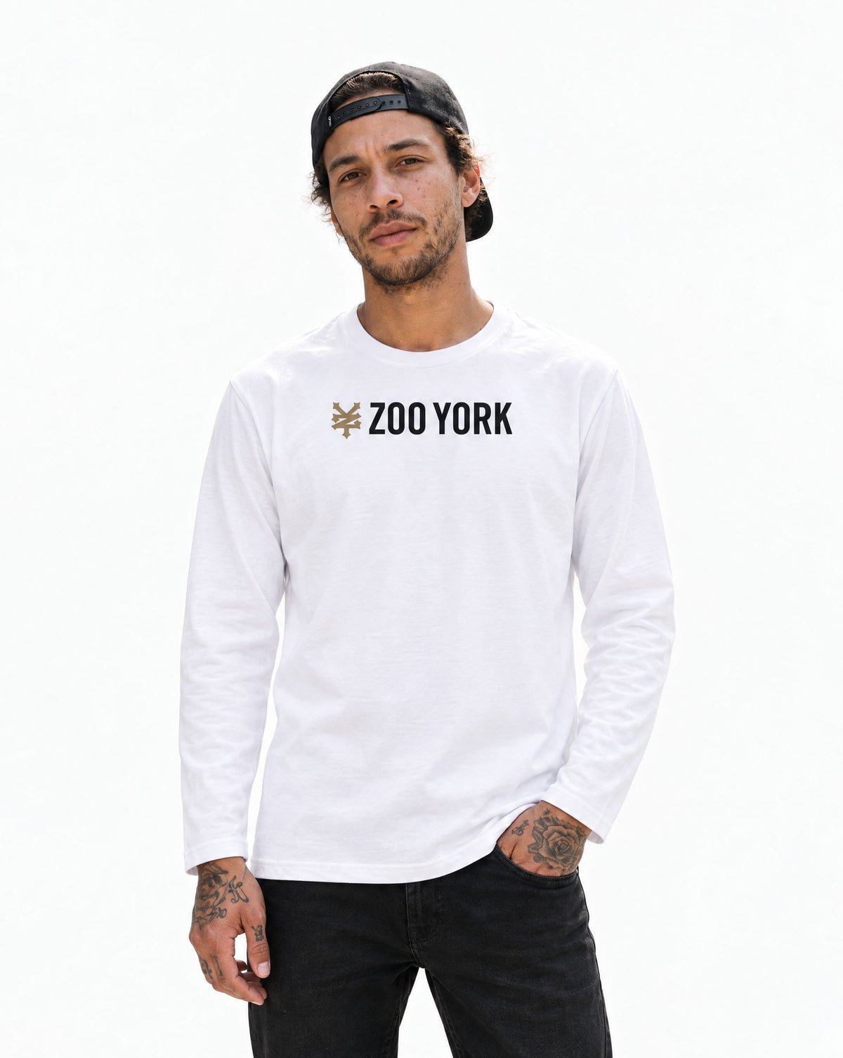 Zoo York Core Long Sleeve T-Shirt White - model front