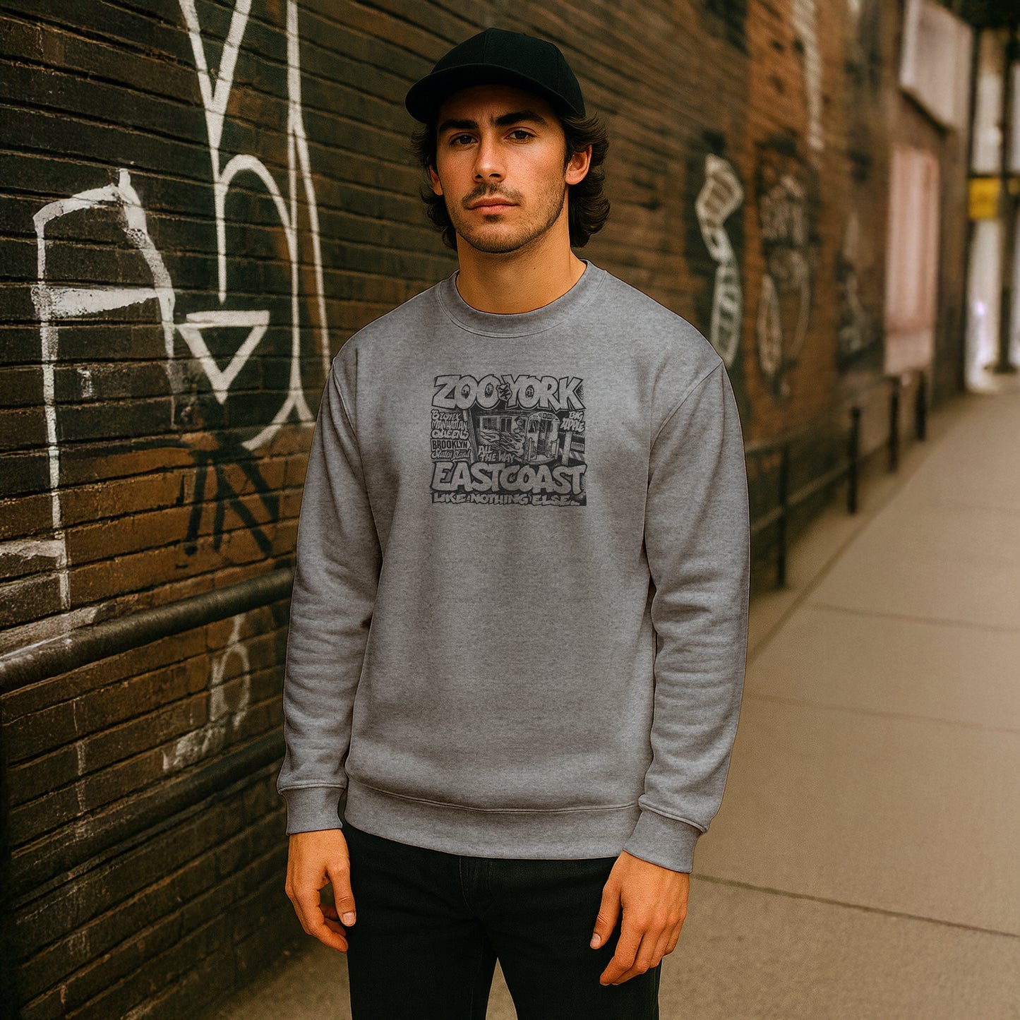 ZOO YORK CITY RIDES CREW SWEAT HEATHER GREY