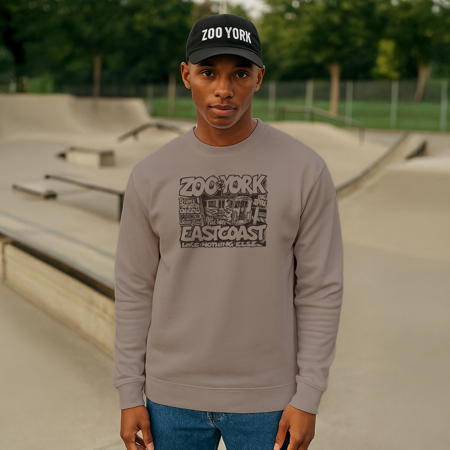 ZOO YORK CITY RIDES CREW SWEAT STONE