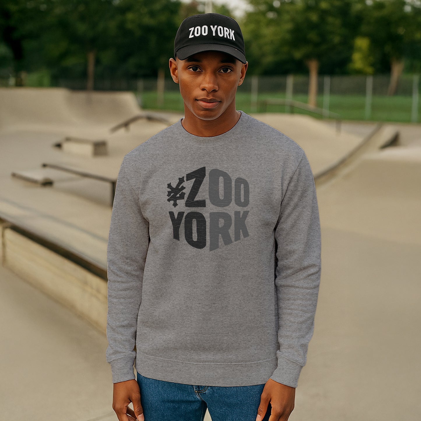 ZOO YORK ZY BLOCK CREW SWEAT HEATHER GREY