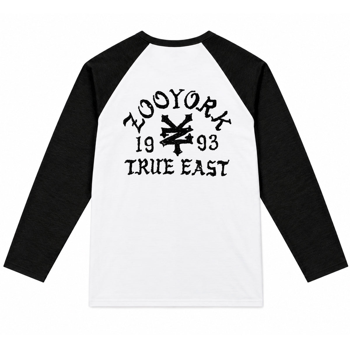 Zoo York True East Sketch Baseball Tee White/Black - back