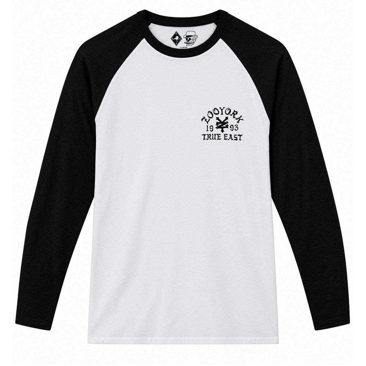 Zoo York True East Sketch Baseball Tee White/Black - front